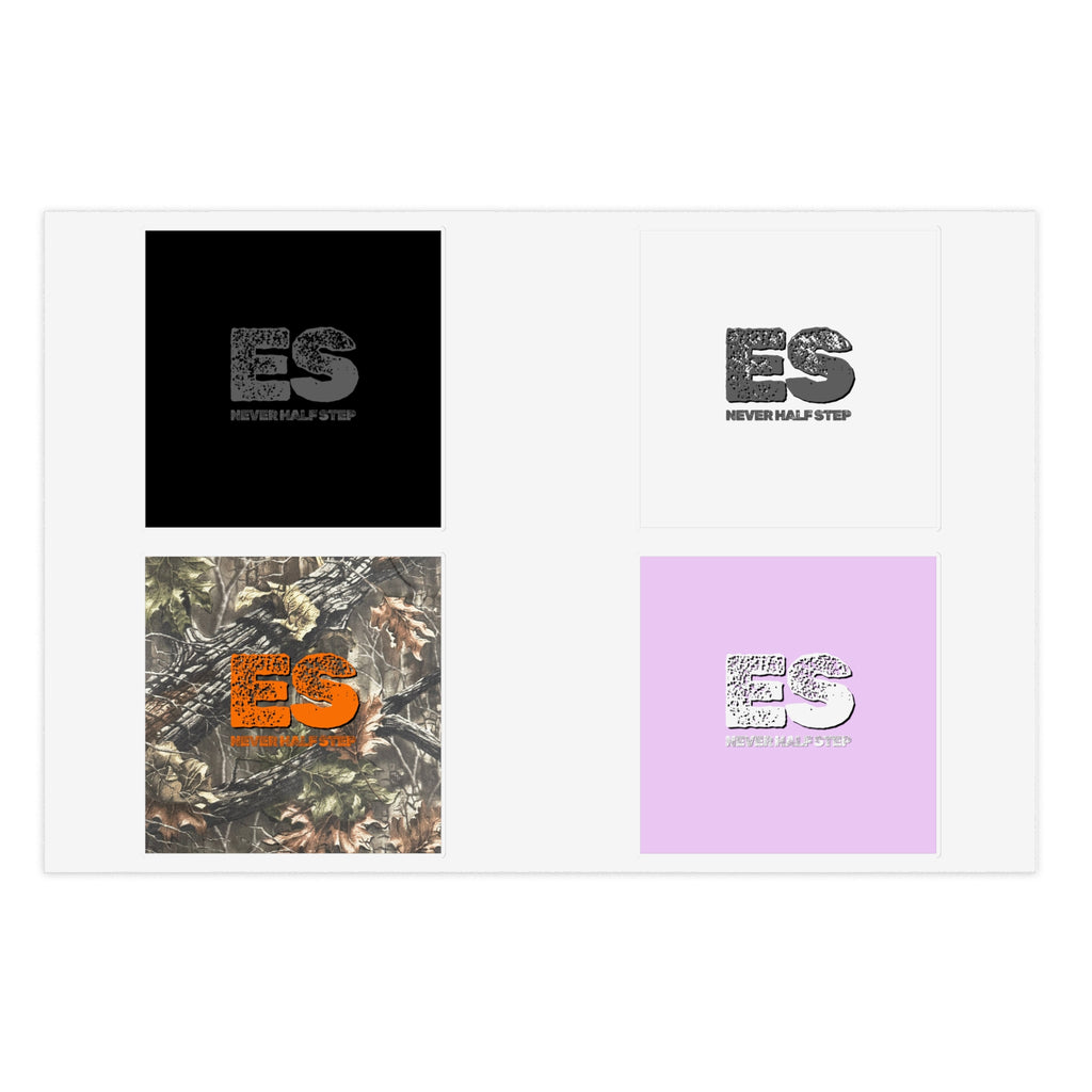ES Logo Sticker Sheet | Camouflage, Pastel Pink, Black & White