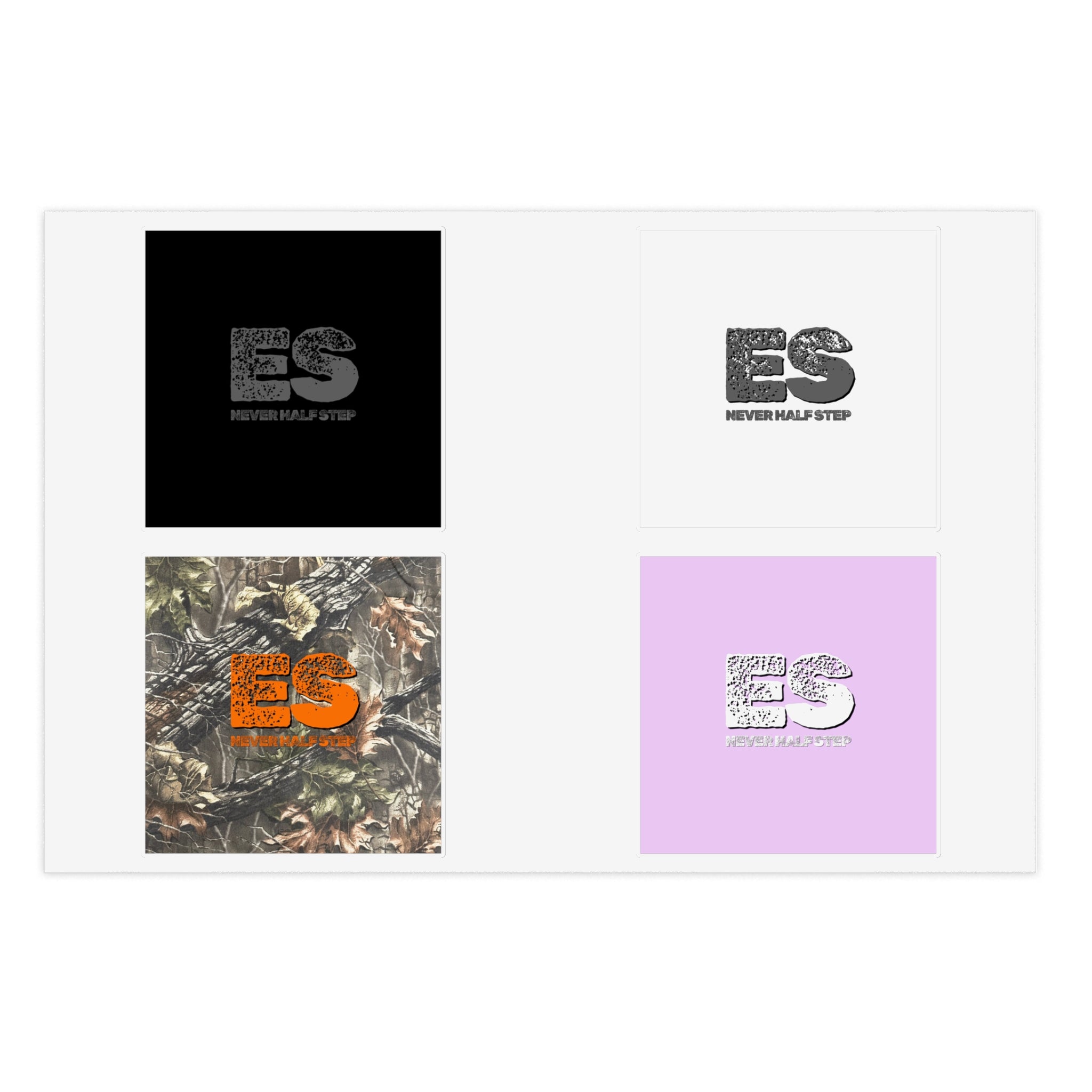 ES Logo Sticker Sheet | Camouflage, Pastel Pink, Black & White