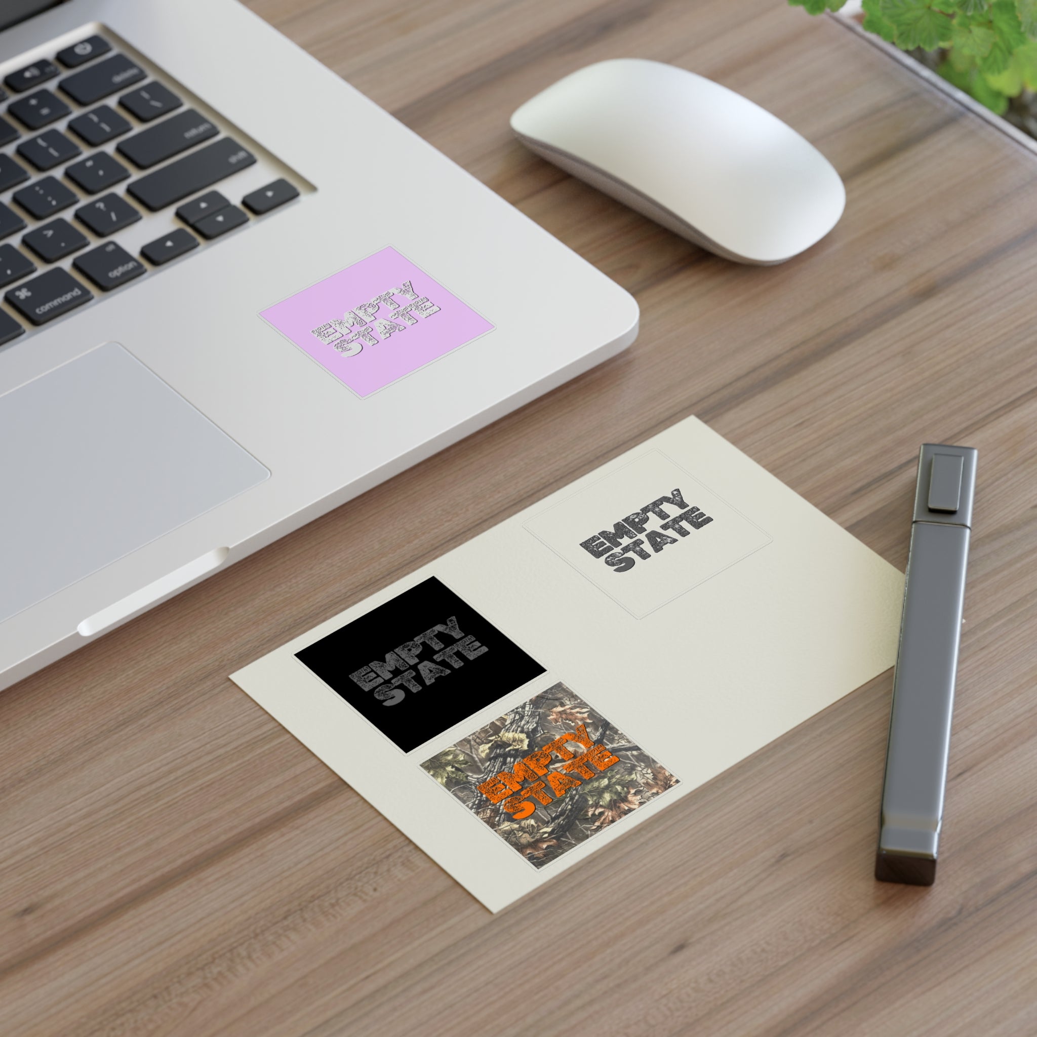 Empty State Sticker Sheet | Camouflage, Pastel Pink, Black & White