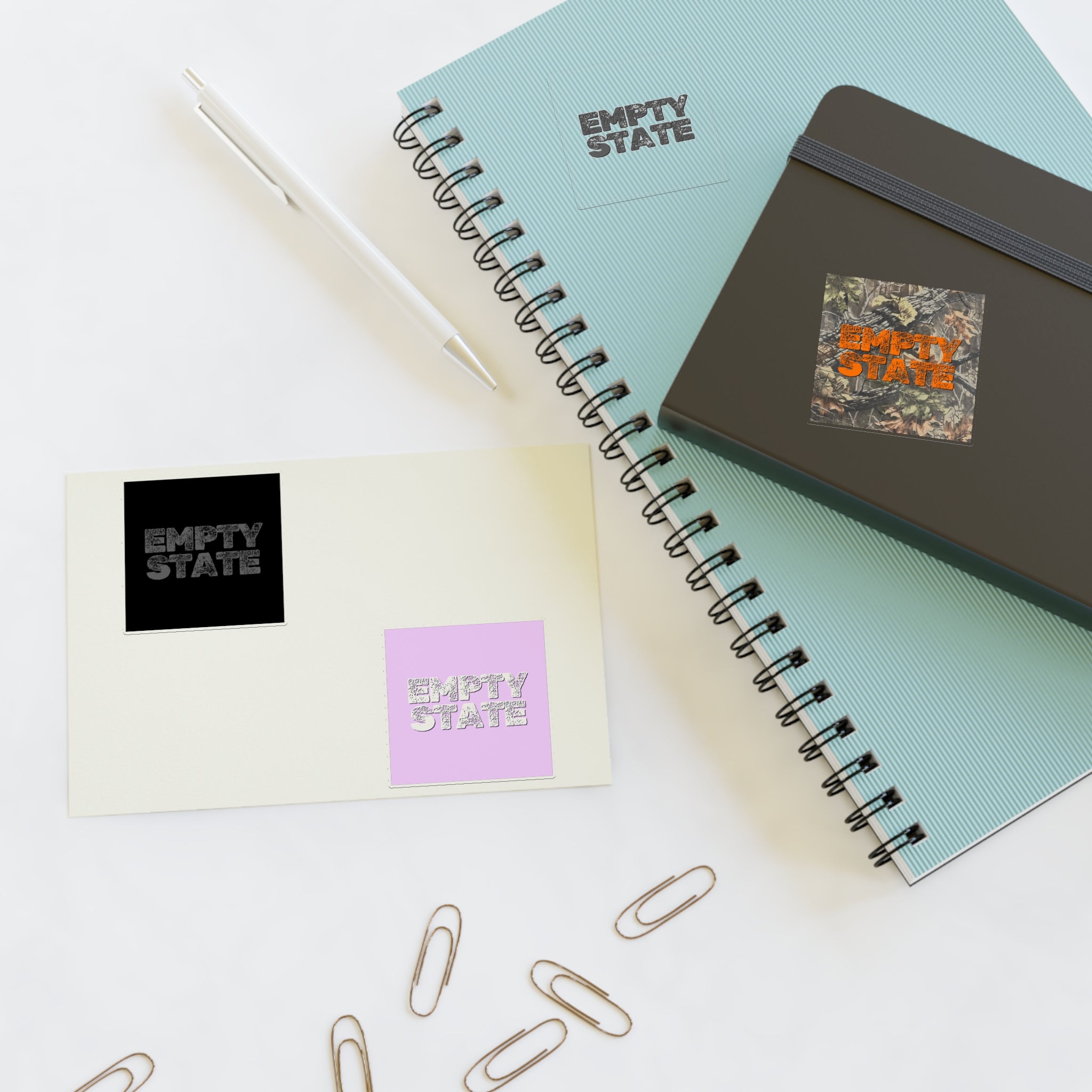 Empty State Sticker Sheet | Camouflage, Pastel Pink, Black & White