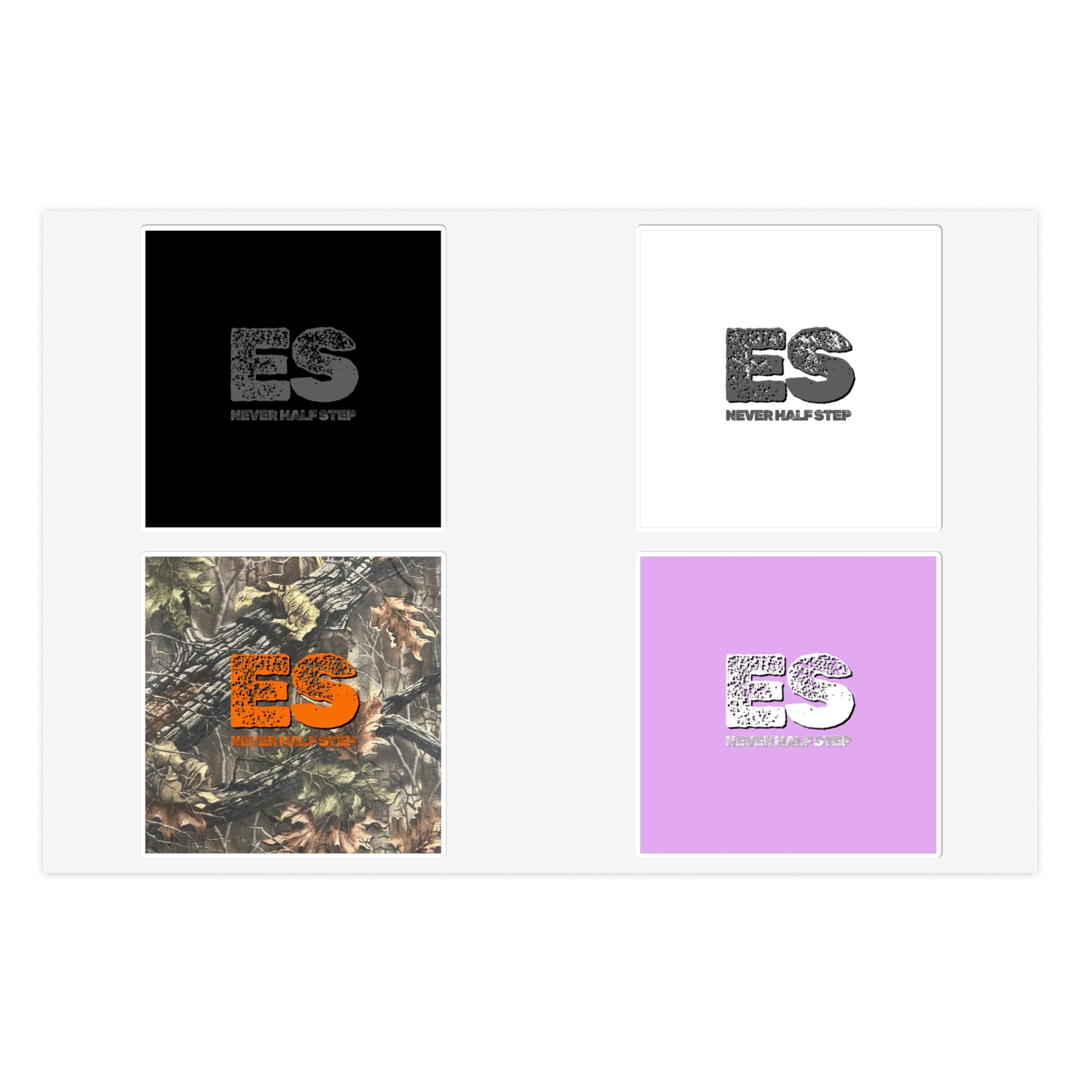 ES Logo Sticker Sheet | Camouflage, Pastel Pink, Black & White