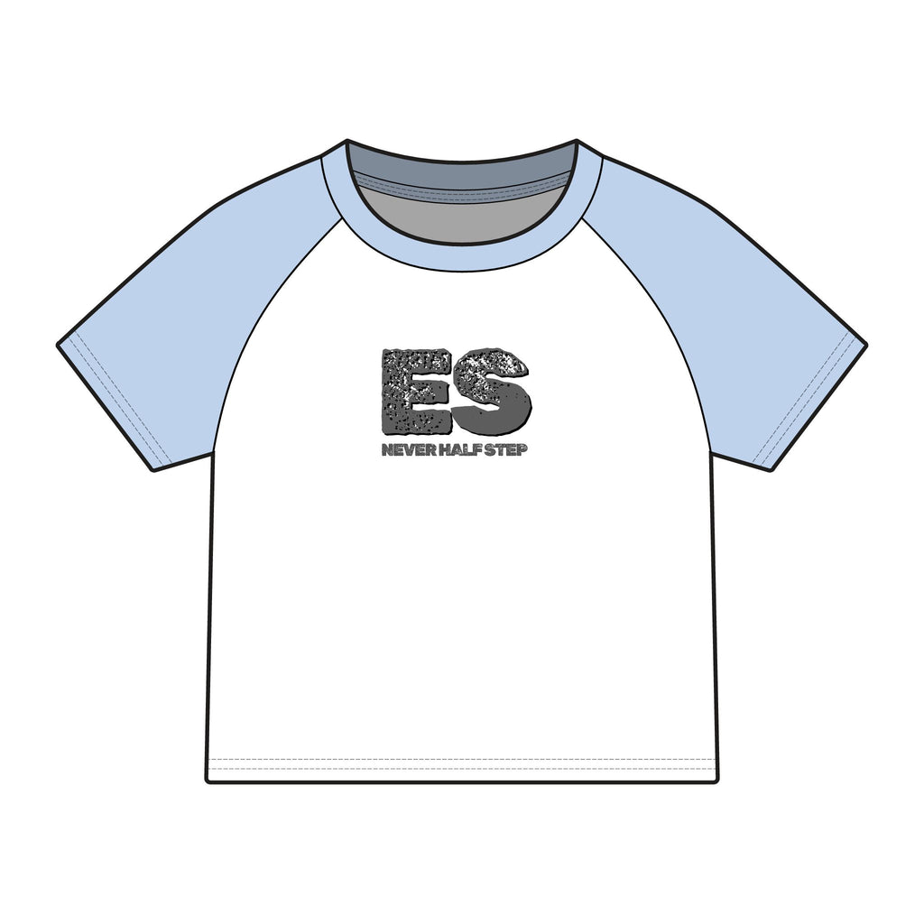 ES 'Never Half Step' Raglan Baby Tee | Women's Micro Rib Tee