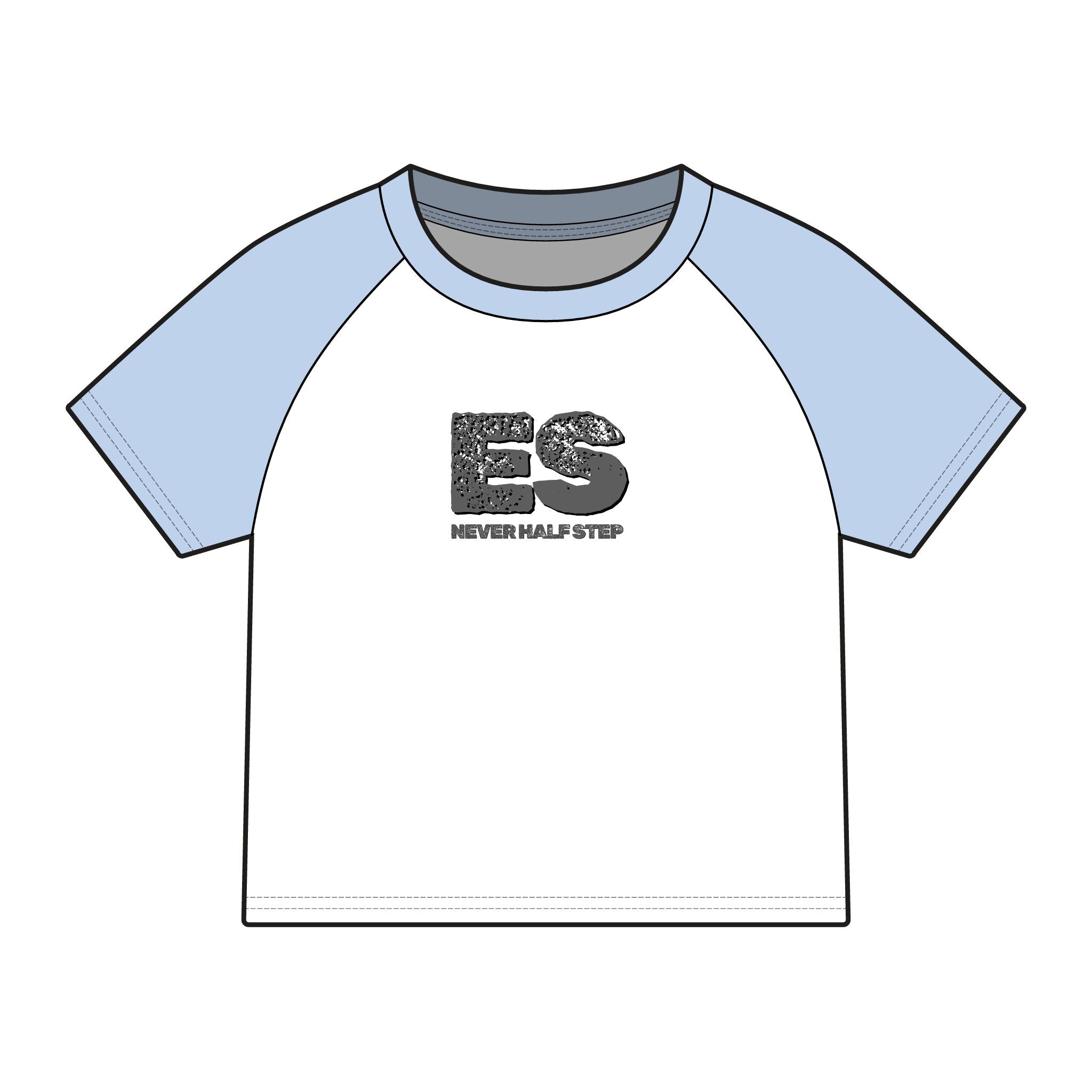 ES 'Never Half Step' Raglan Baby Tee | Women's Micro Rib Tee