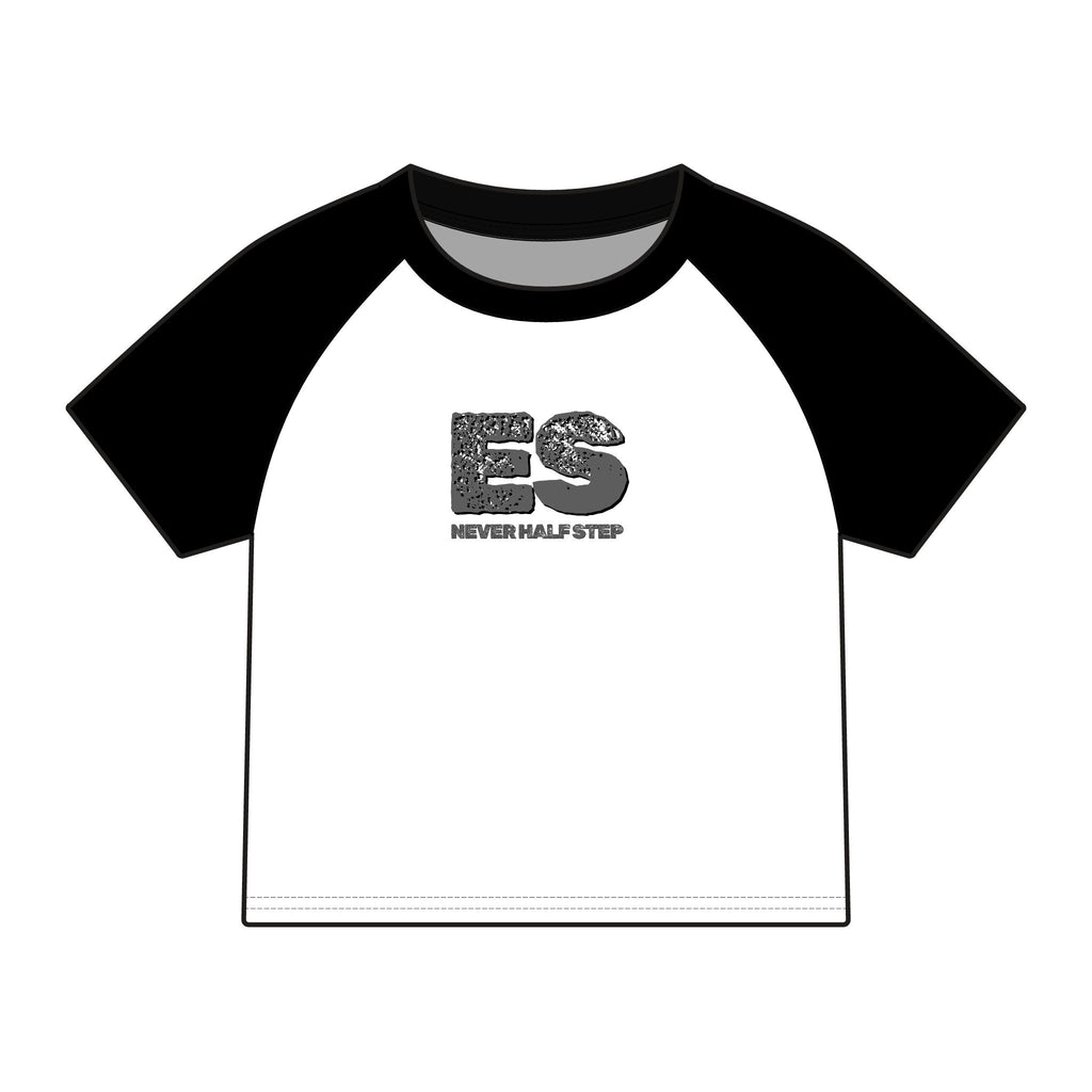 ES 'Never Half Step' Raglan Baby Tee | Women's Micro Rib Tee