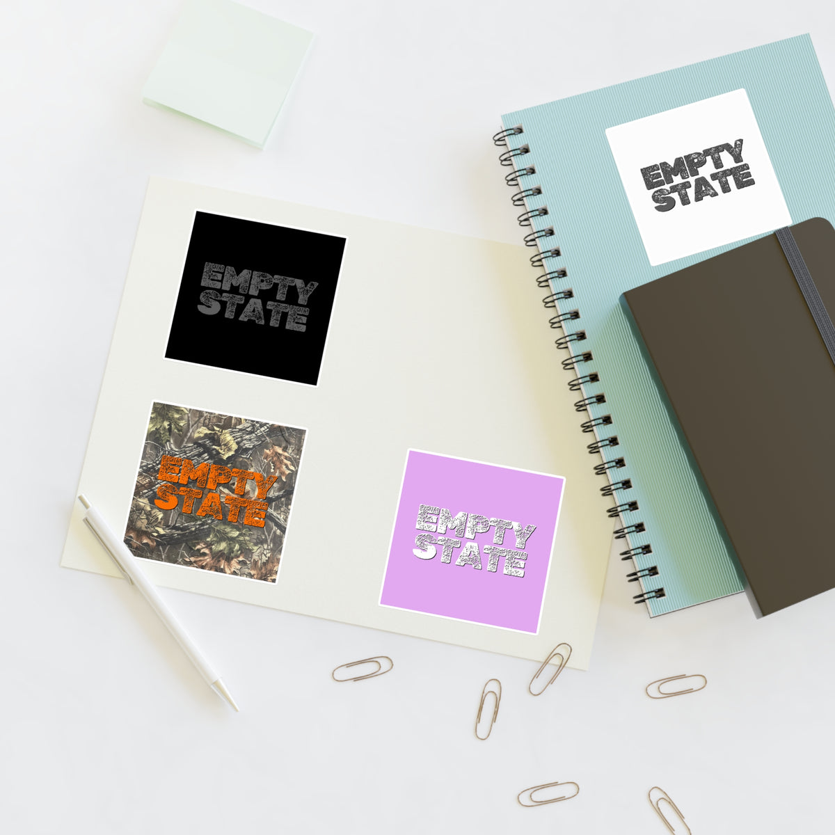 Sticker Sheet Empty State Logo | Camouflage, Pastel Pink, Black & White