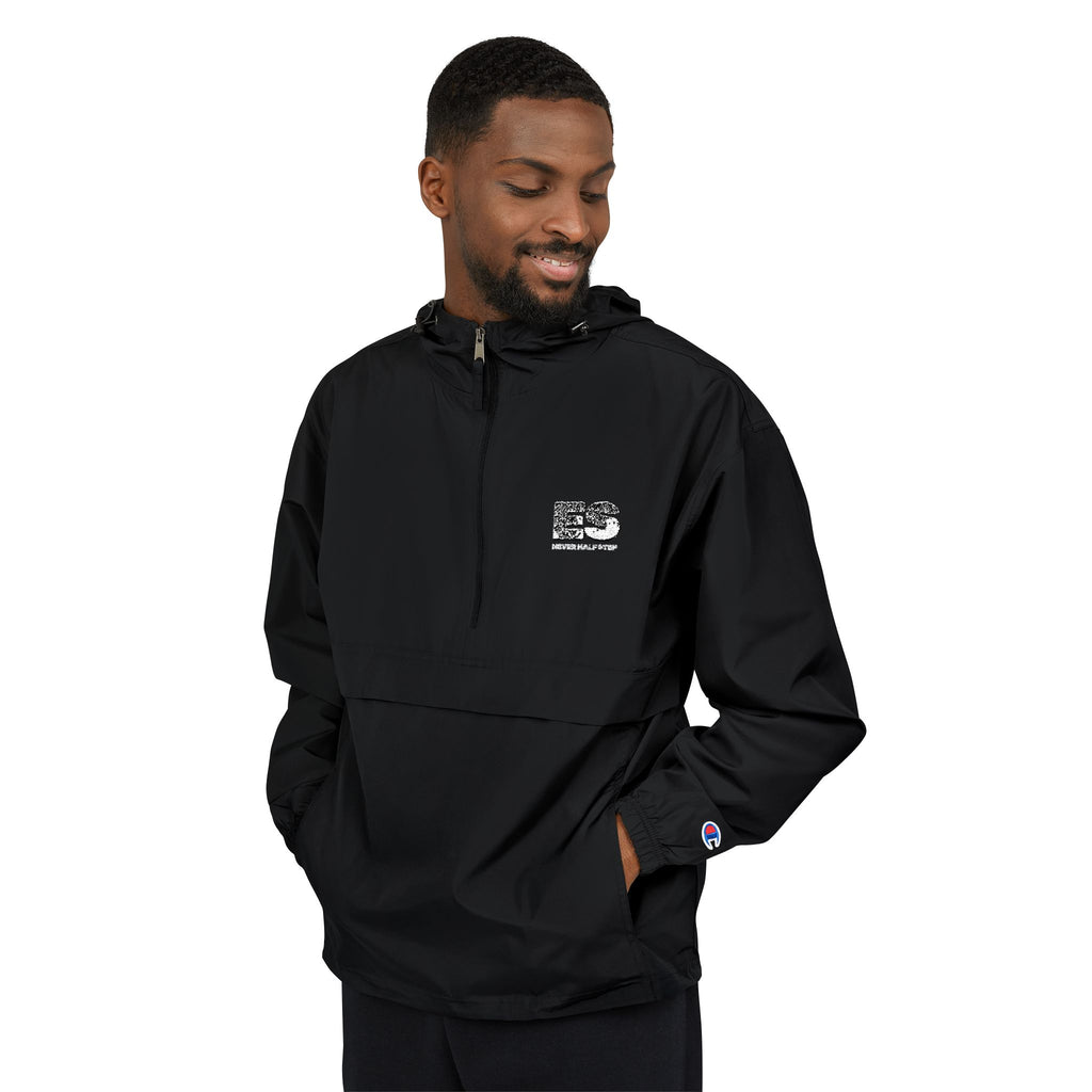 ES 'Never Half Step' Packable Anorak Jacket | Minimal White Logo Windbreaker