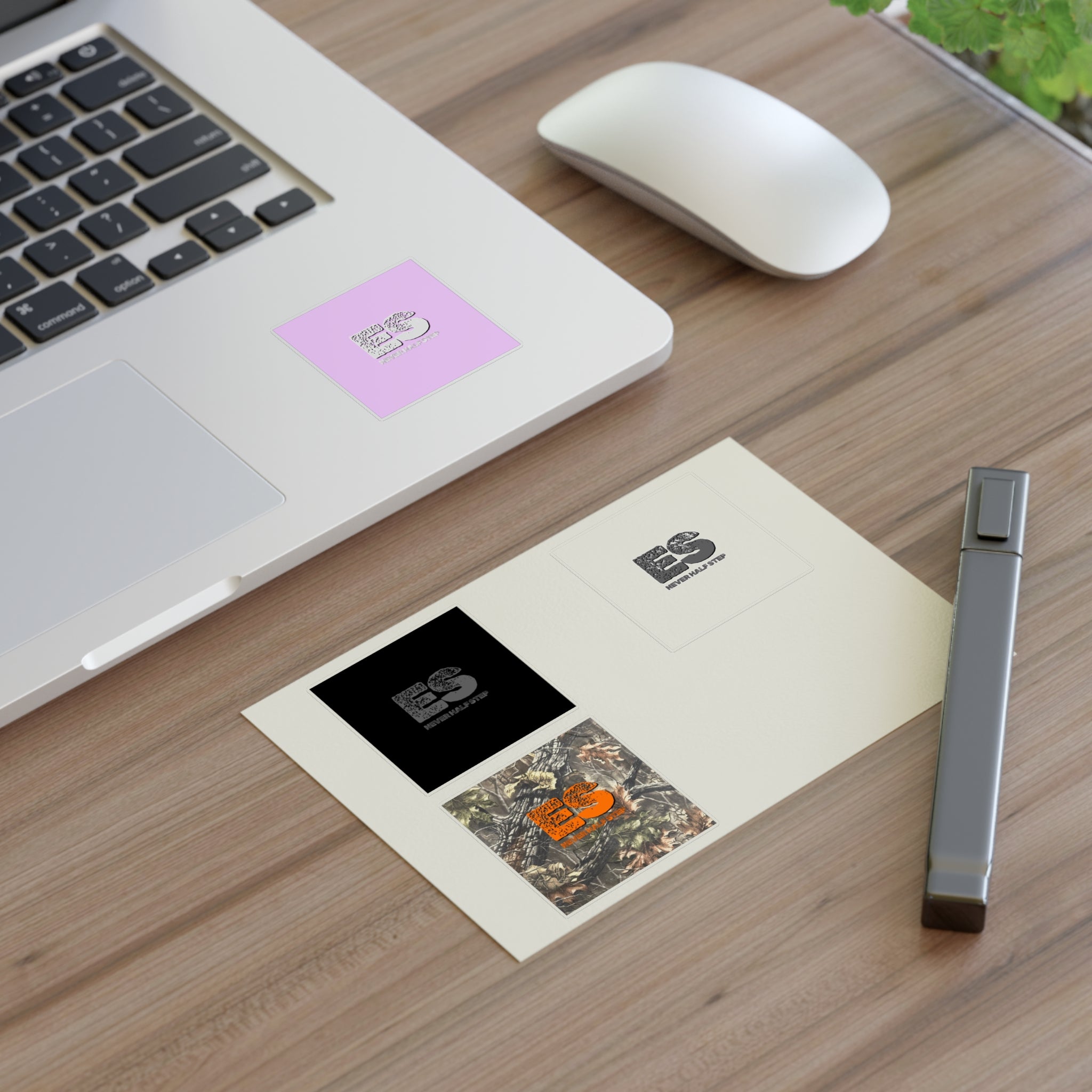 ES Logo Sticker Sheet | Camouflage, Pastel Pink, Black & White