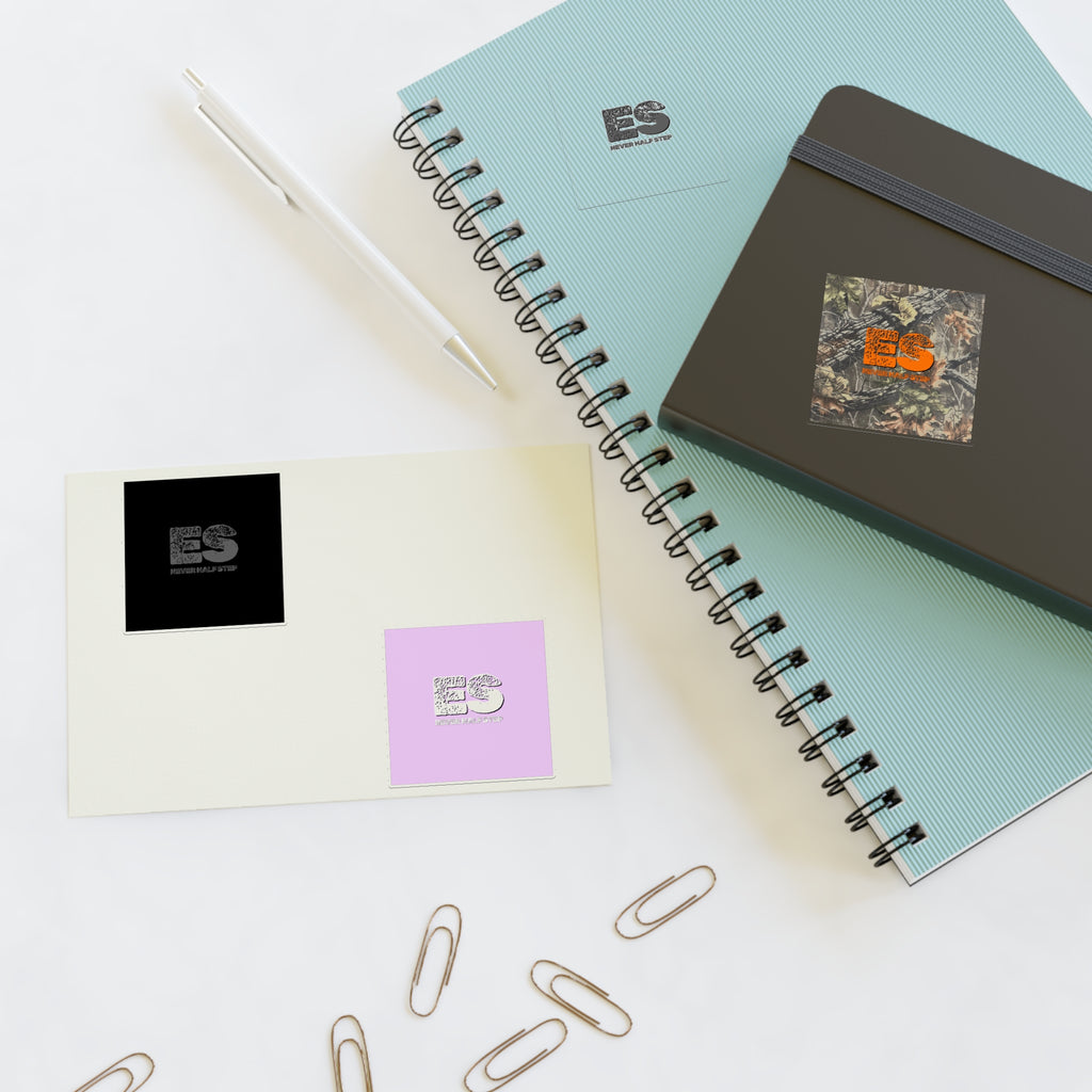 ES Logo Sticker Sheet | Camouflage, Pastel Pink, Black & White