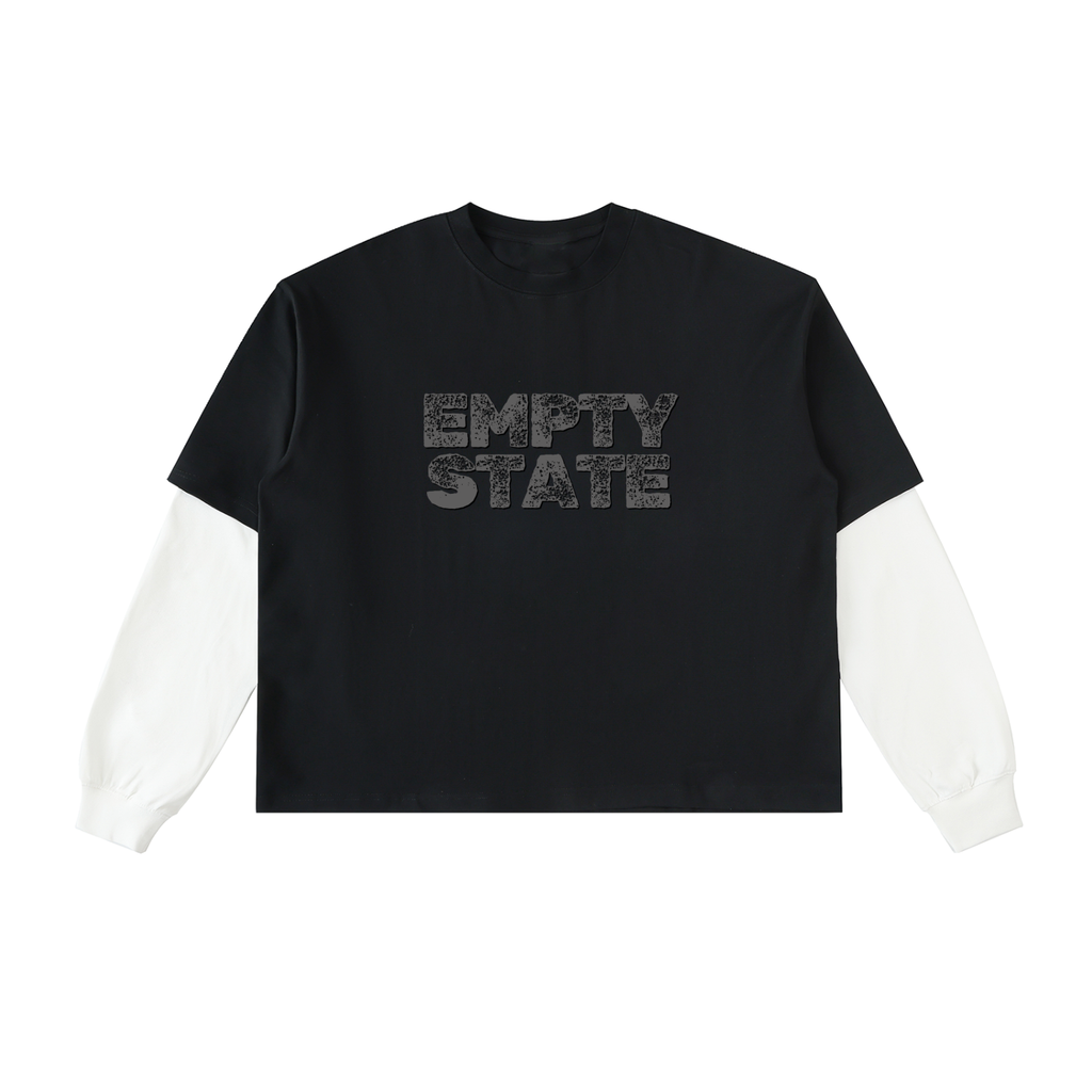 Empty State Layered Contrast Sleeve Cotton T-Shirt