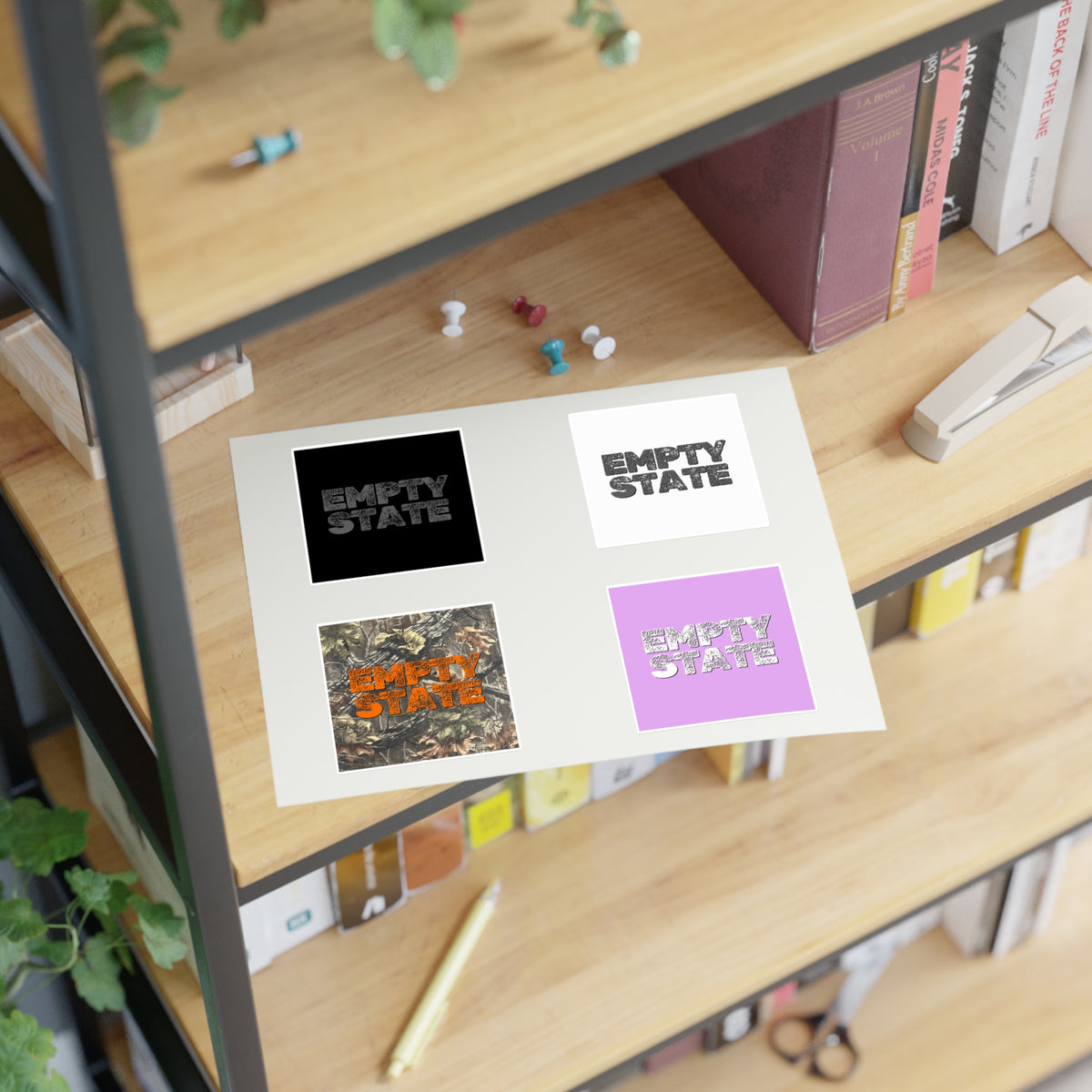 Sticker Sheet Empty State Logo | Camouflage, Pastel Pink, Black & White