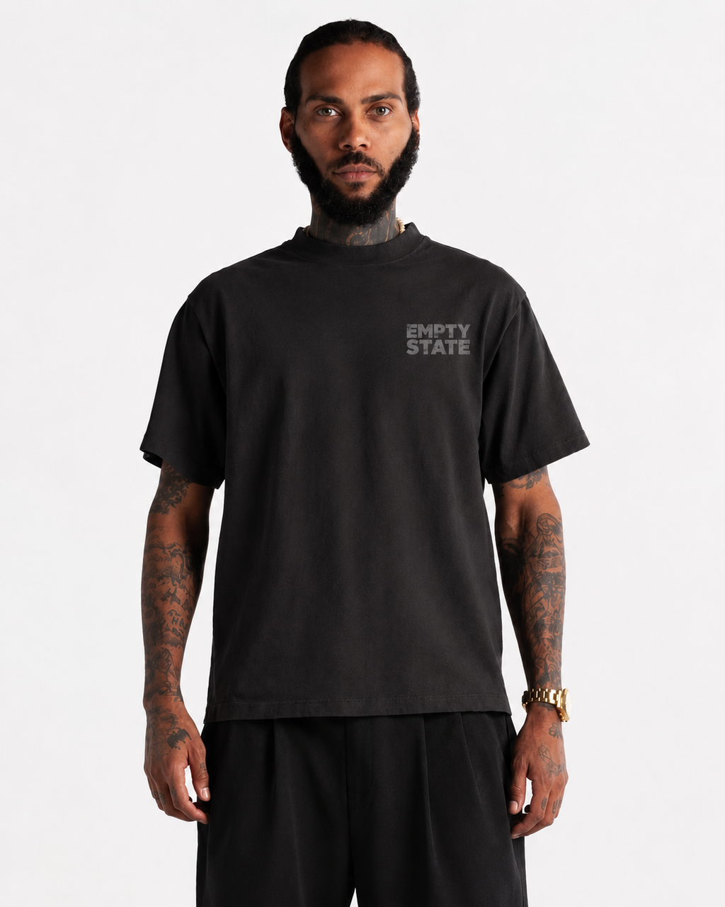 Cropped Never Half Step Character T-Shirt | Empty State Chest Logo