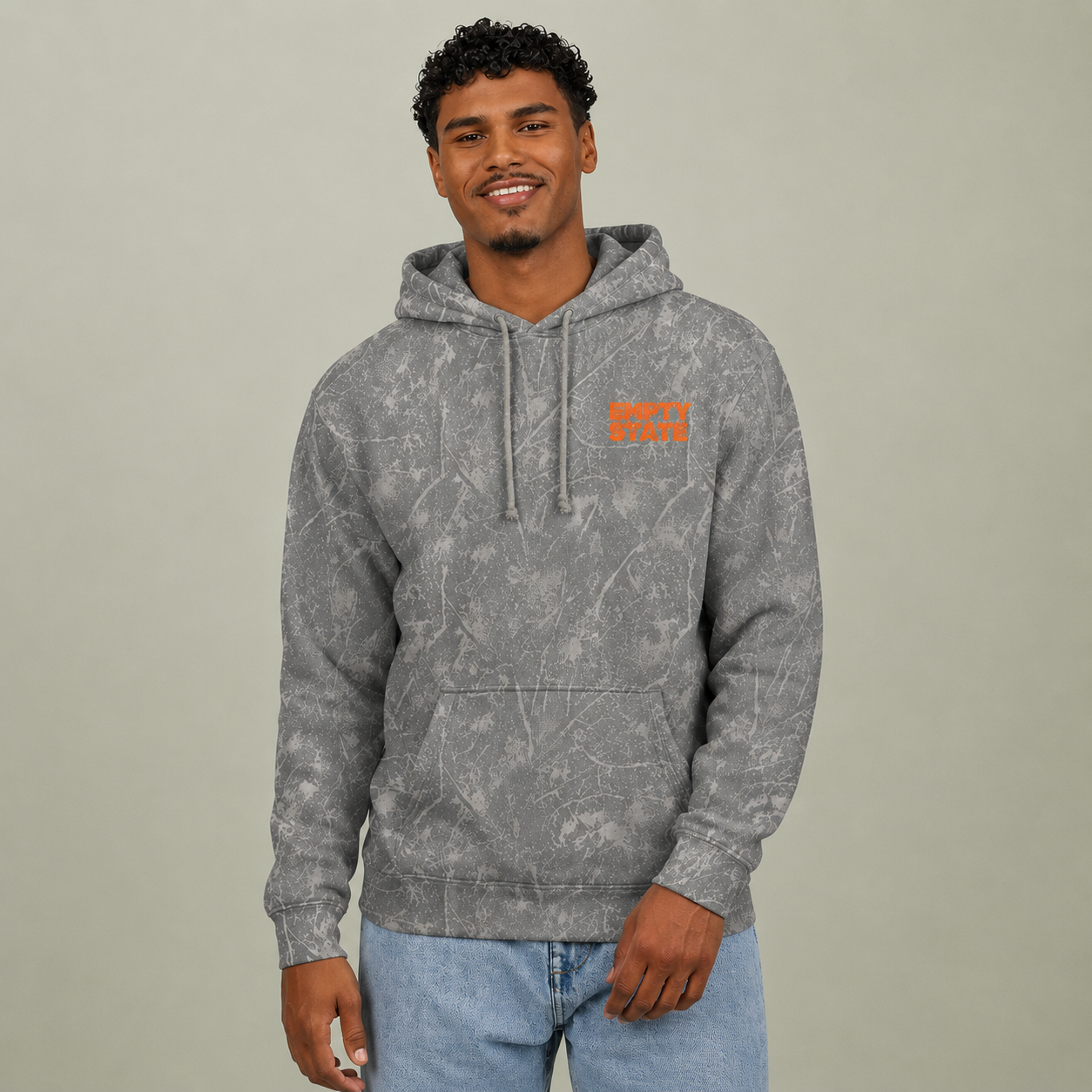 Never Half Step Character Hoodie | Distressed Text Graphic Hoodie