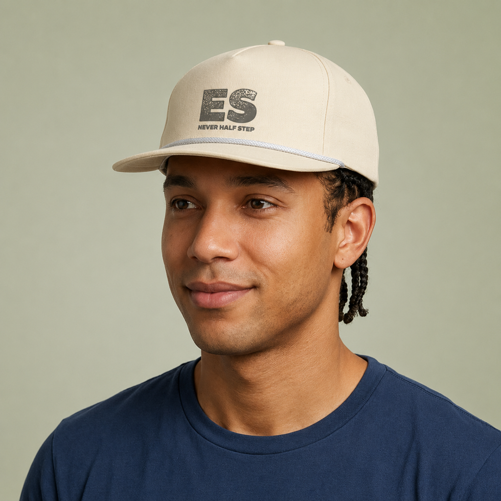 ES 'Never Half Step' Cap | Rope bill hat, distressed sunwashed look