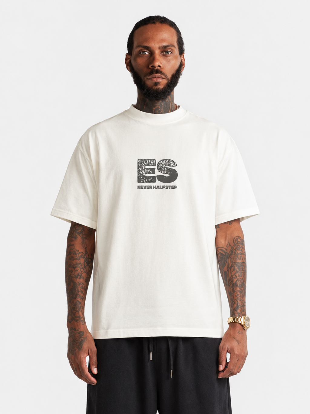 ES 'Never Half-Step' Cropped T-Shirt | Garment-Dyed Vintage Streetwear