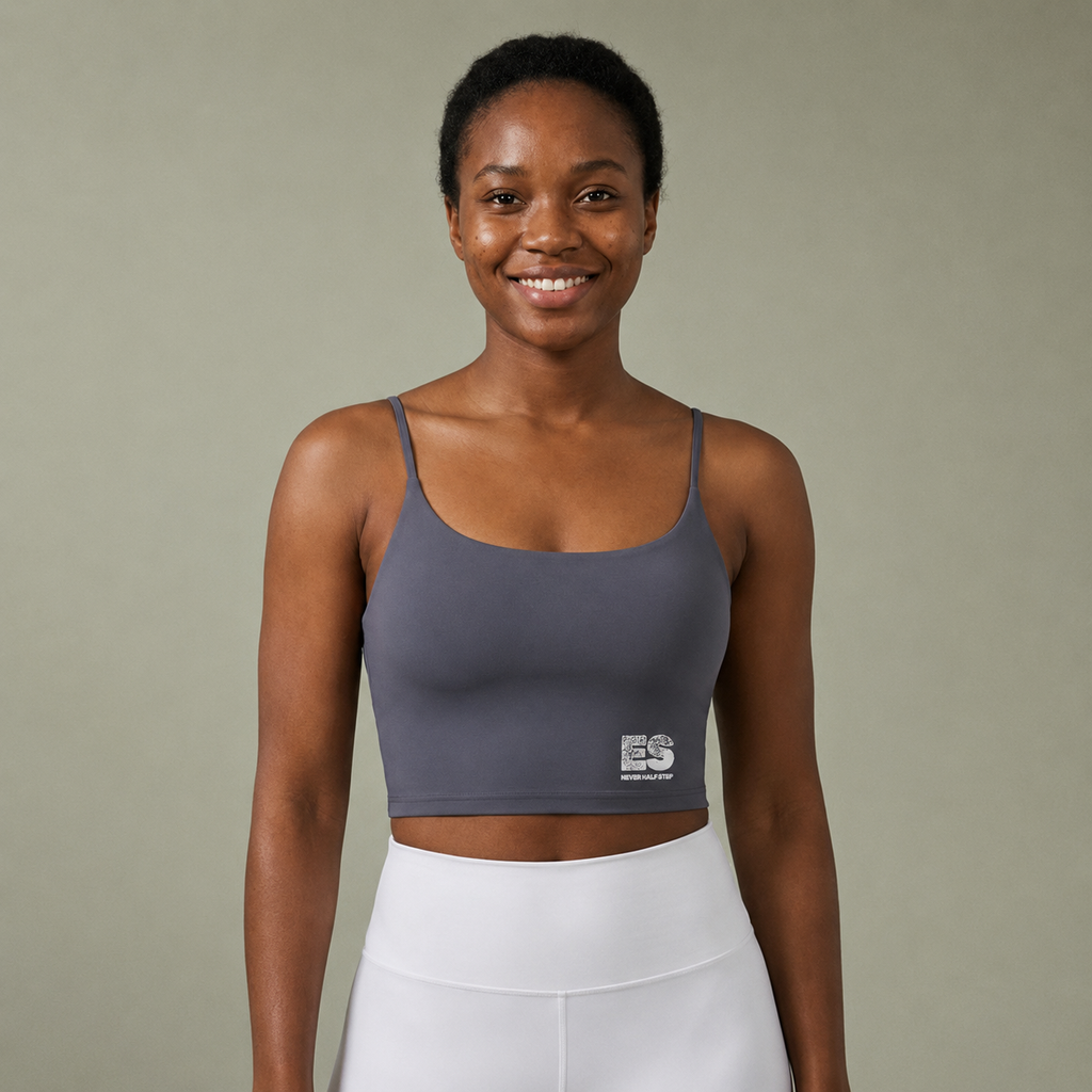 Luxe Crop Bra | ES 'Never Half Step' Minimal Graphic