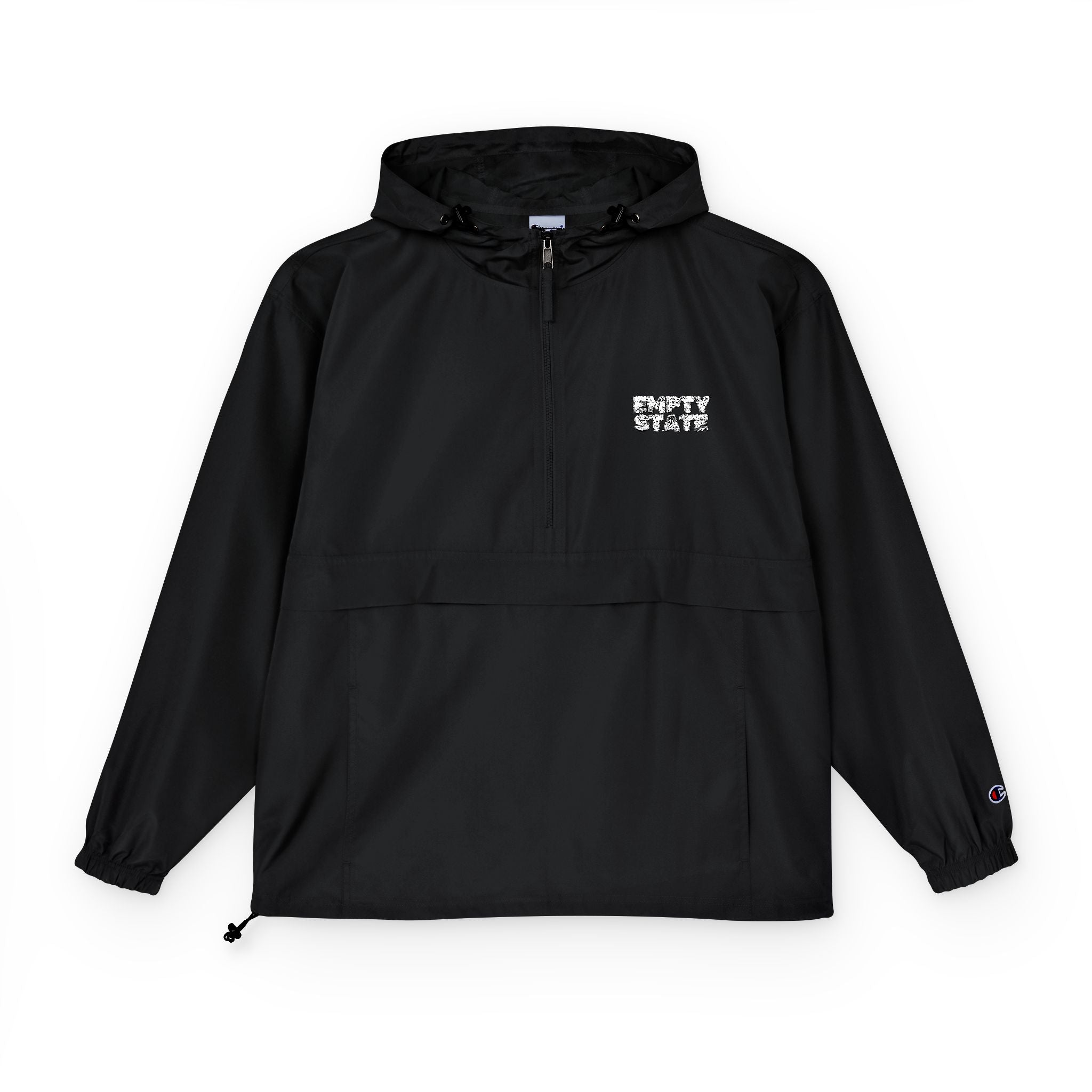 Empty State Packable Anorak Jacket | Minimal White Logo Windbreaker