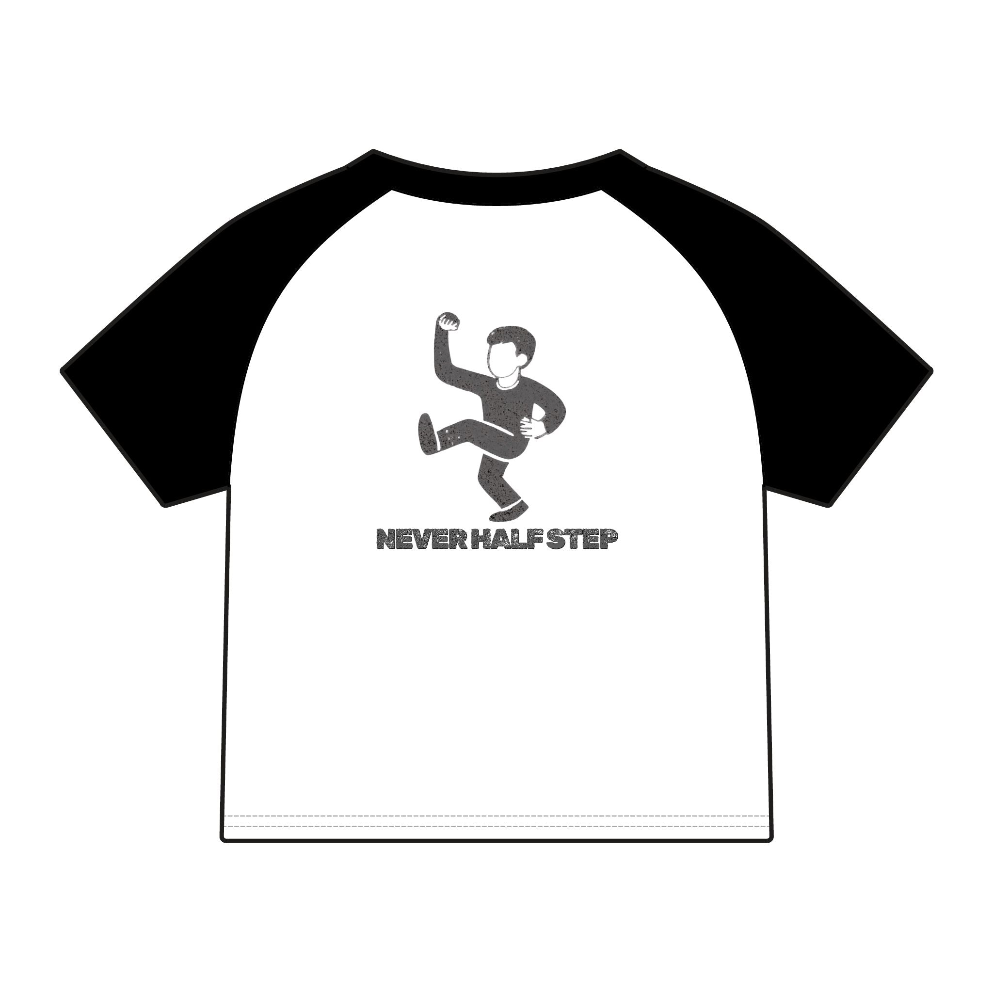 Never Half Step Character Raglan Tee | Empty State logo