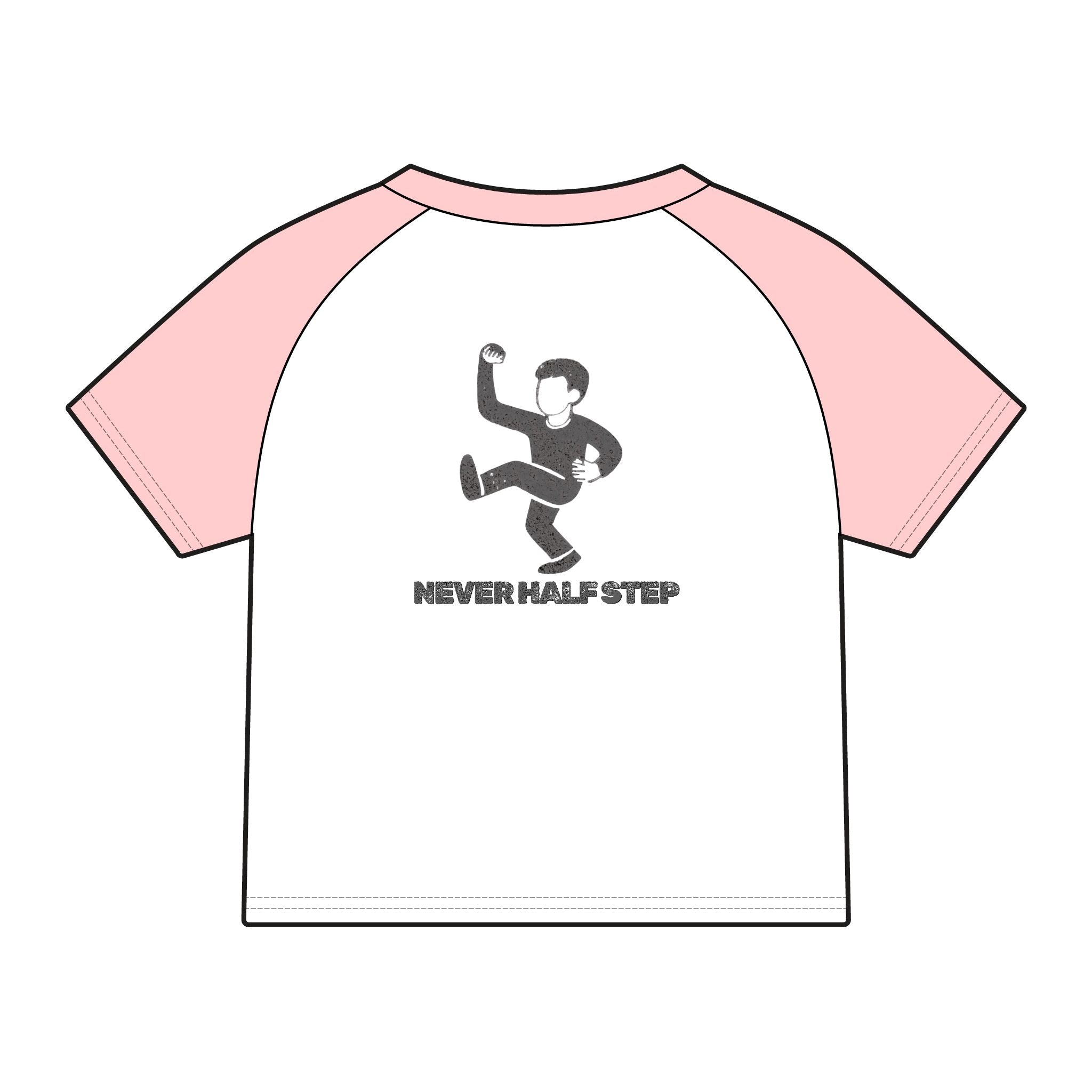 Never Half Step Character Raglan Tee | Empty State logo