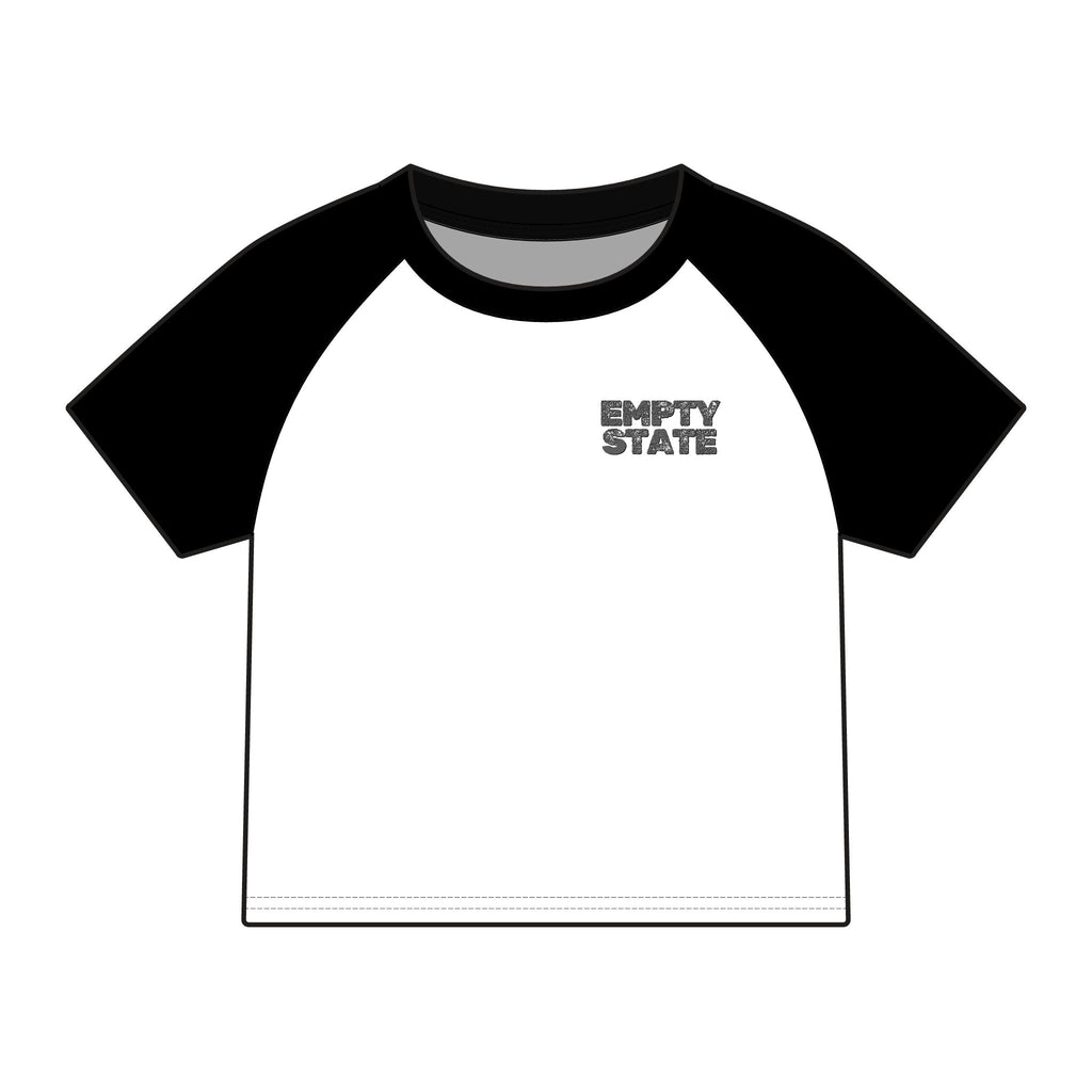 Never Half Step Character Raglan Tee | Empty State logo