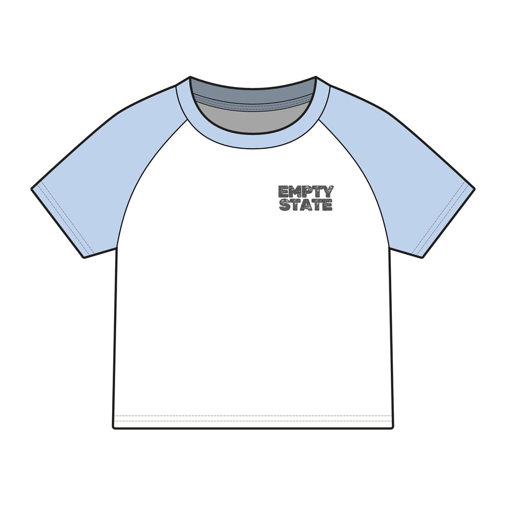 Never Half Step Character Raglan Tee | Empty State logo