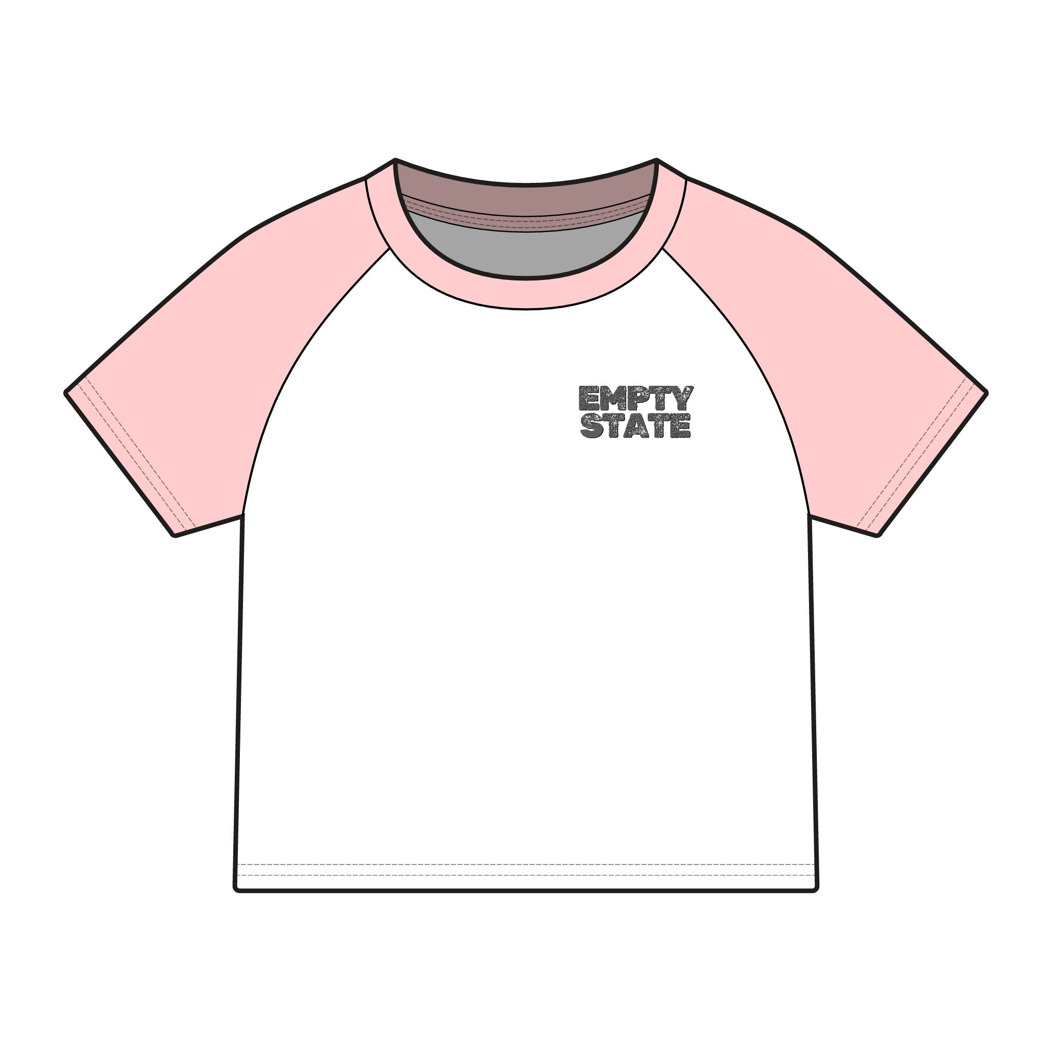 Never Half Step Character Raglan Tee | Empty State logo
