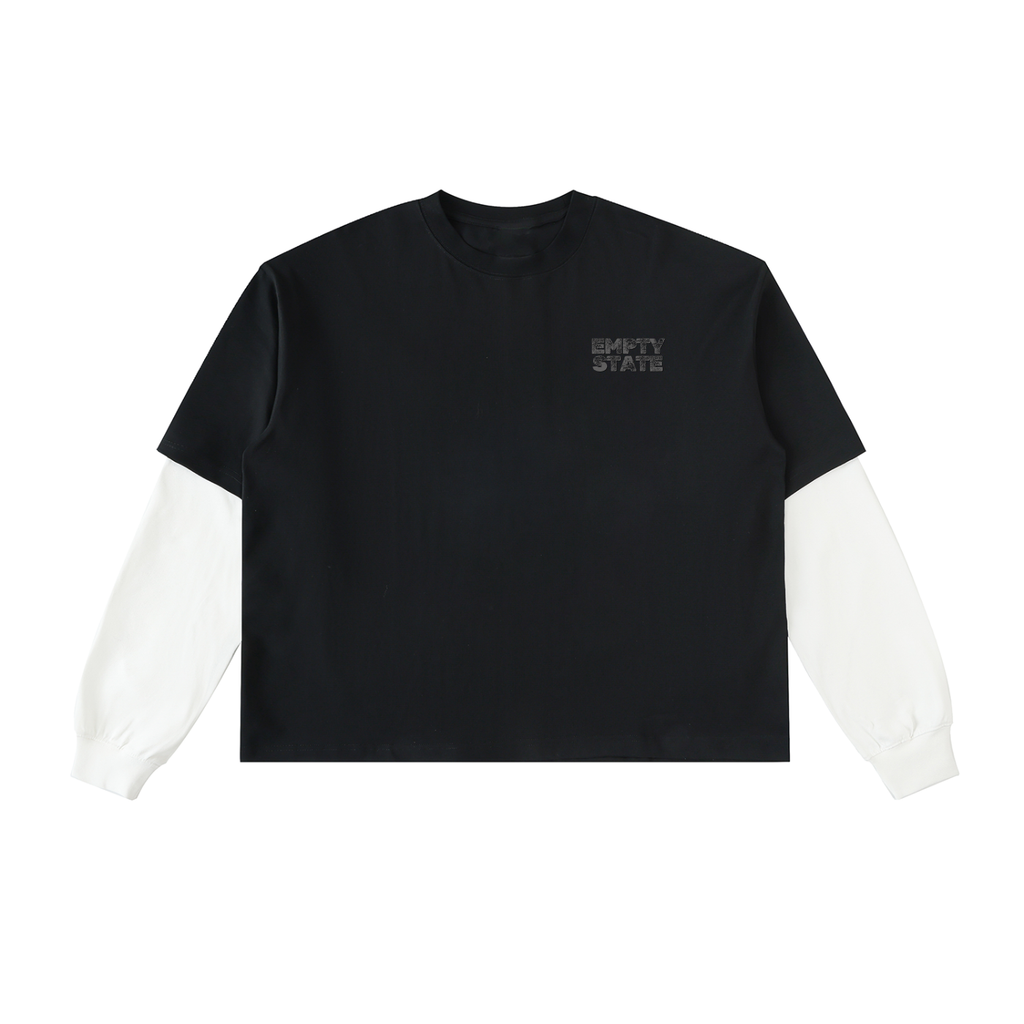 Empty State "Never Half Step' Layered Contrast Sleeve Cotton T-Shirt