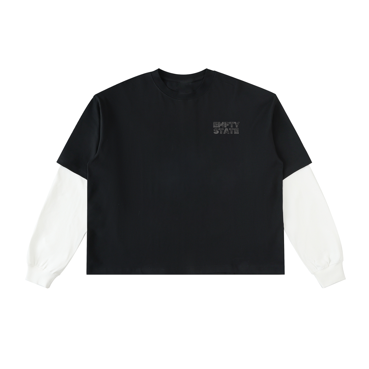 Empty State "Never Half Step' Layered Contrast Sleeve Cotton T-Shirt