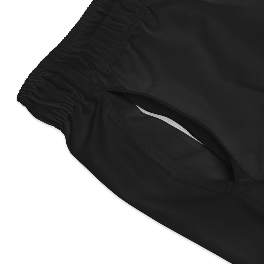 ES 'Never Half Step' Black Swim Trunks | Minimalist Beach Shorts