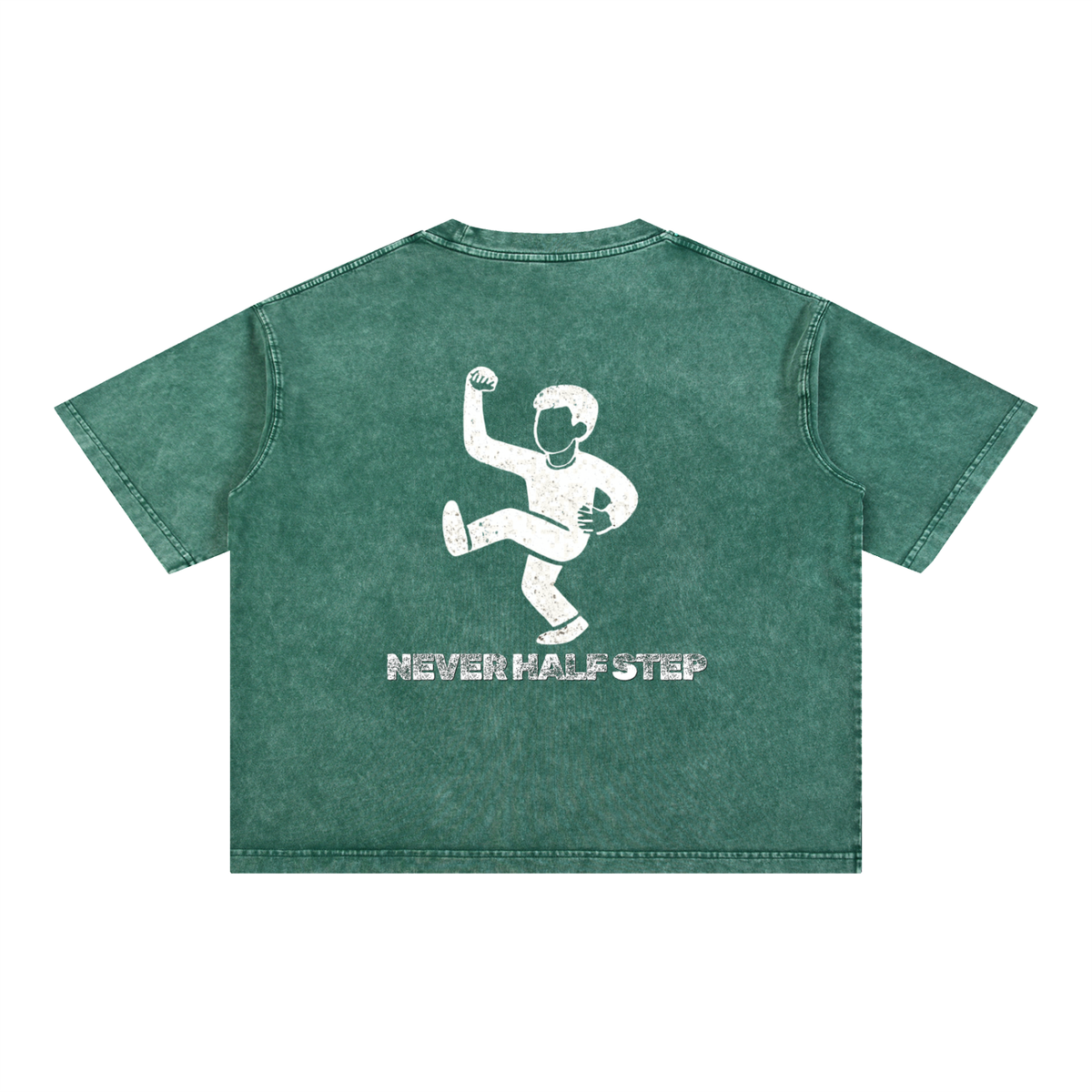'Never Half Step' Mineral Wash Boxy Cotton T-Shirt