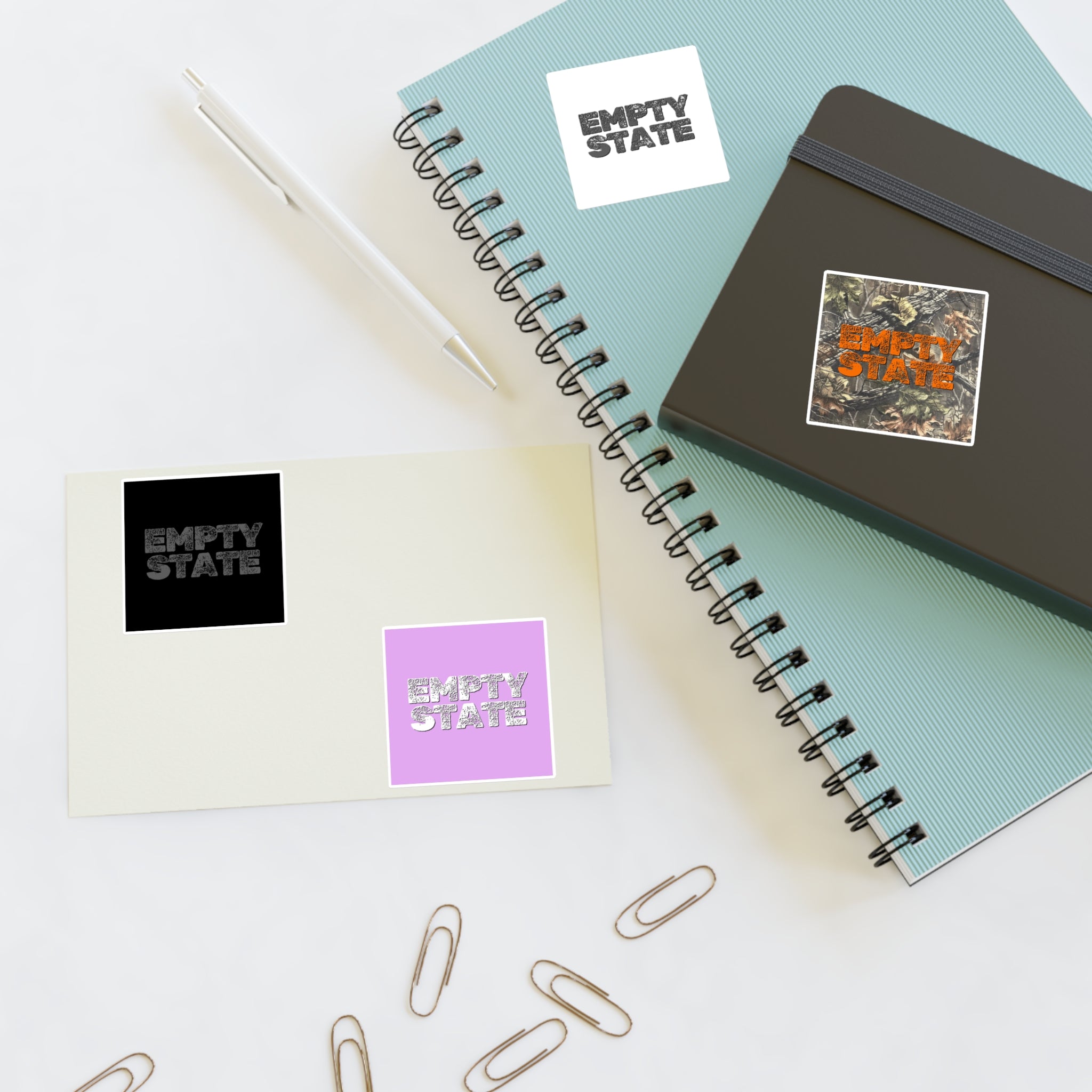 Empty State Sticker Sheet | Camouflage, Pastel Pink, Black & White