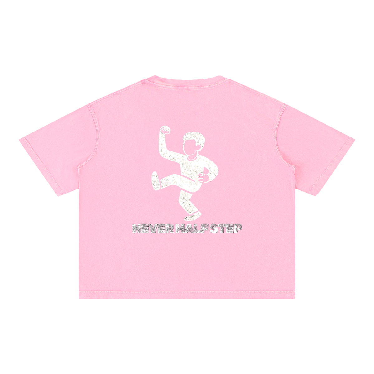 'Never Half Step' Mineral Wash Boxy Cotton T-Shirt