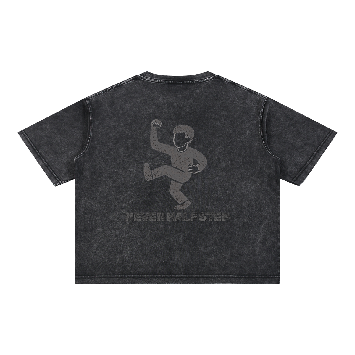 'Never Half Step' Mineral Wash Boxy Cotton T-Shirt